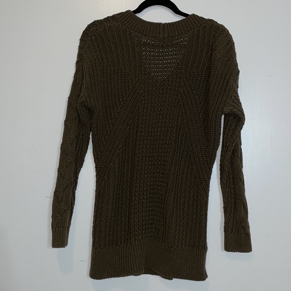 Express Cable Knit Sweater V-Cut Size XS Olive Green Color - Picture 3 of 3